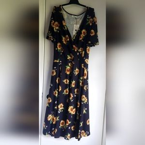 Womans sunflower pho wrap dress